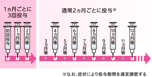 なお、症状により投与期間を適宜調節する